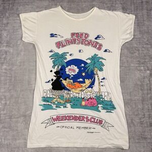 The Flinstones Shirt Mens Large White Hanna Barbera Vtg 1986 Cartoon Sleep